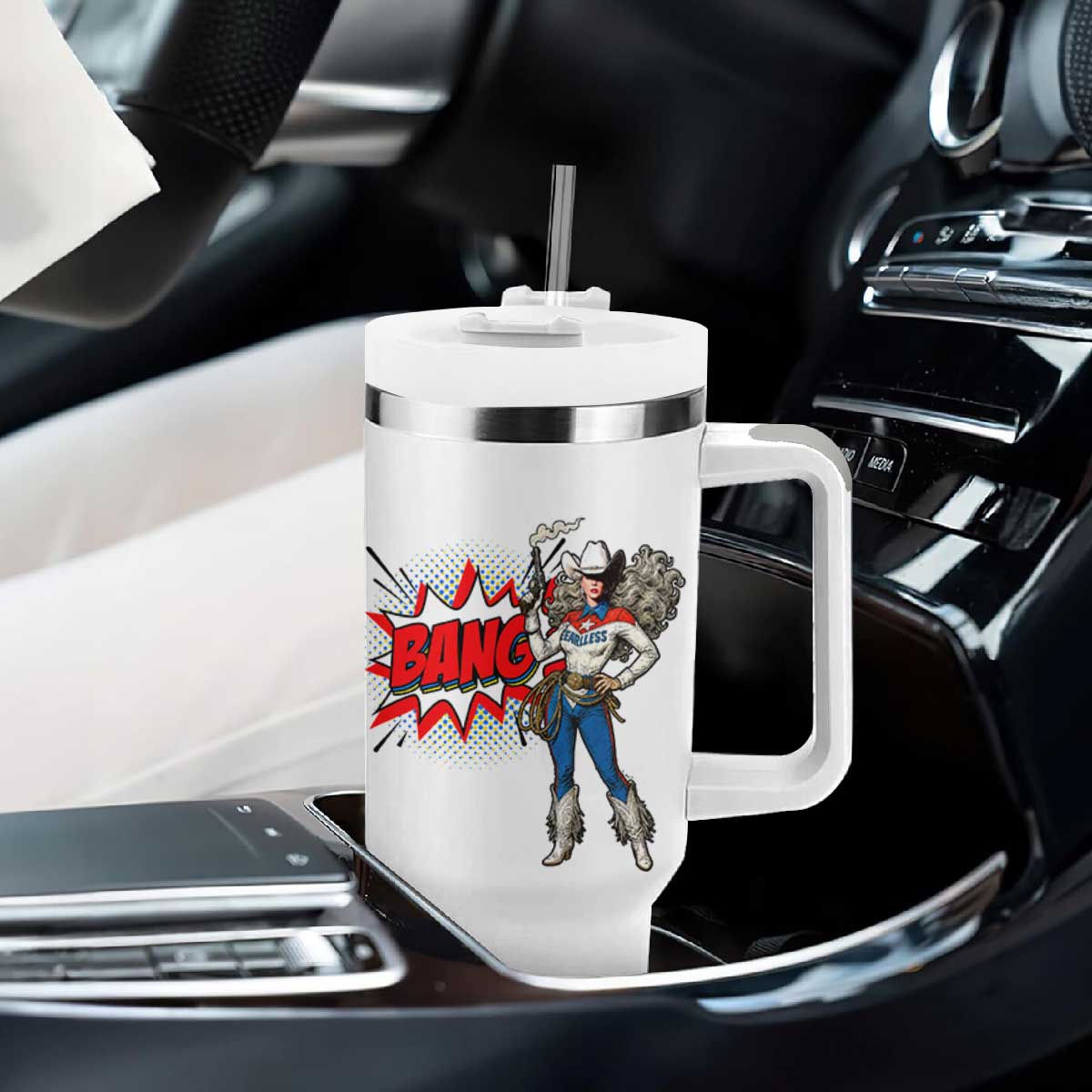 Funny Bang Cowgirl Tumbler With Handle Western Country Music Cowboy Rodeo TS14 Print Your Wear