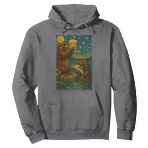 Funny Otter Drinking Beer Hoodie Van Gogh Starry Night TS14 Charcoal Print Your Wear