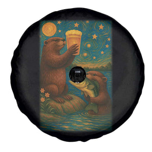 Funny Otter Drinking Beer Spare Tire Cover Van Gogh Starry Night TS14 Print Your Wear