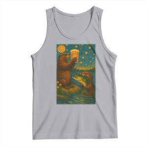 Funny Otter Drinking Beer Tank Top Van Gogh Starry Night TS14 Athletic Heather Print Your Wear