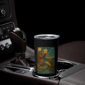 Funny Otter Drinking Beer Tumbler Cup Van Gogh Starry Night TS14 Print Your Wear