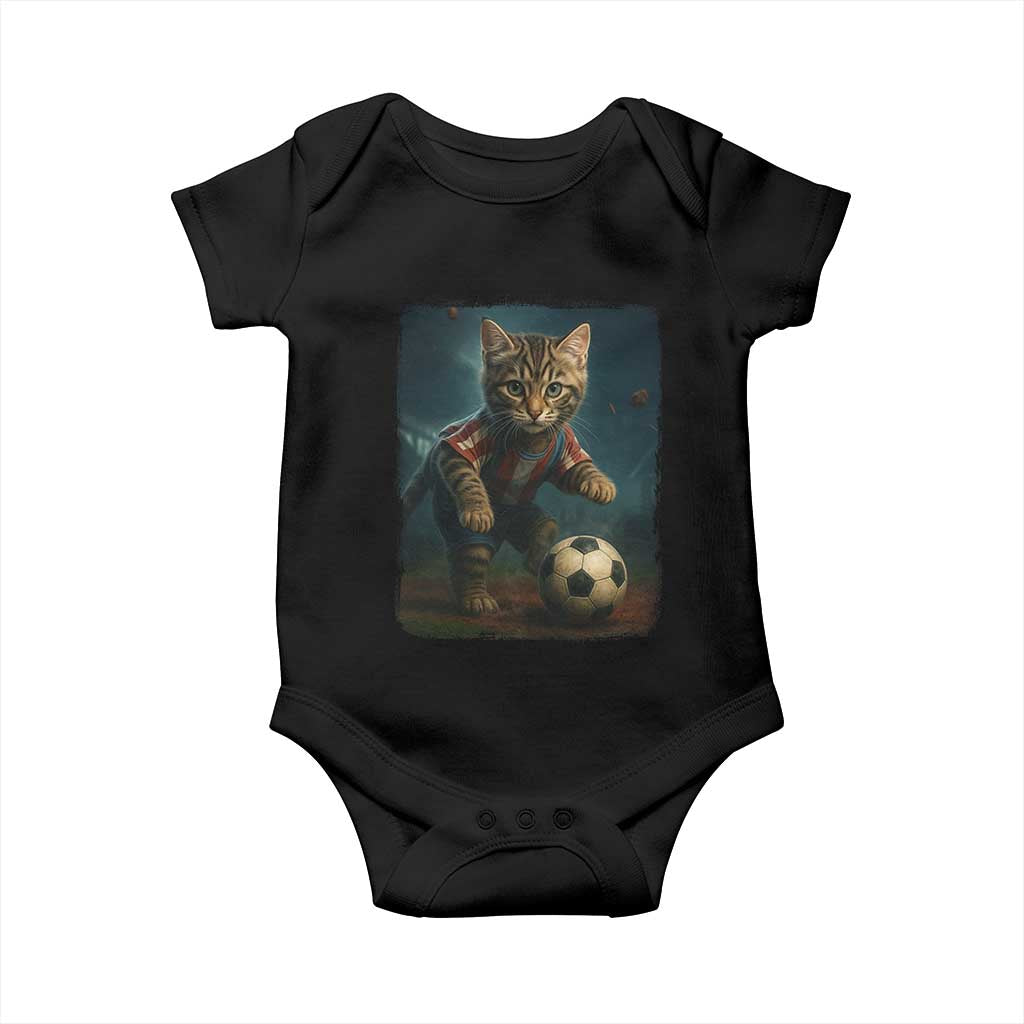 Funny Cat Soccer Ball Baby Onesie Cute Kitty Football Player Lover TS14 Black Print Your Wear