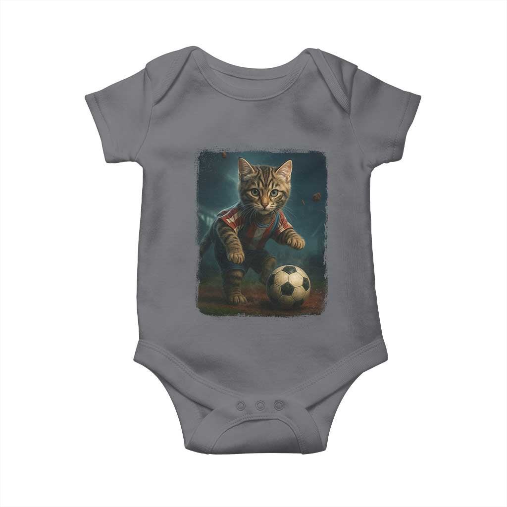 Funny Cat Soccer Ball Baby Onesie Cute Kitty Football Player Lover TS14 Charcoal Print Your Wear