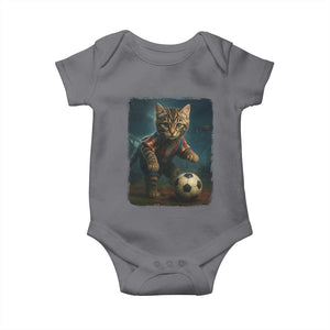 Funny Cat Soccer Ball Baby Onesie Cute Kitty Football Player Lover TS14 Charcoal Print Your Wear