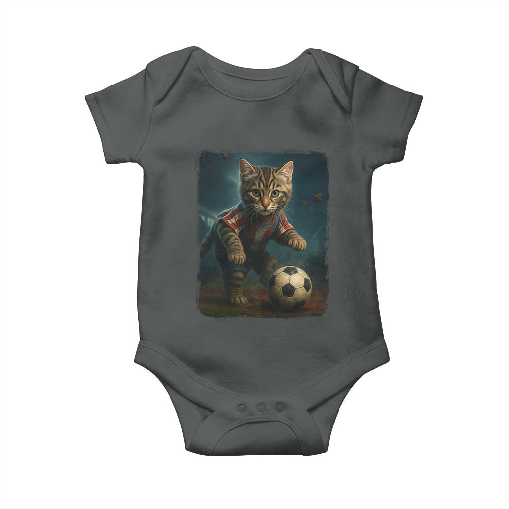 Funny Cat Soccer Ball Baby Onesie Cute Kitty Football Player Lover TS14 Dark Heather Print Your Wear