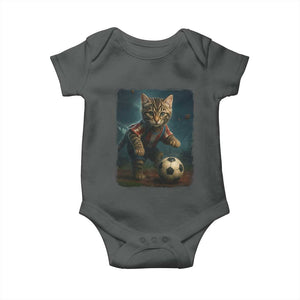 Funny Cat Soccer Ball Baby Onesie Cute Kitty Football Player Lover TS14 Dark Heather Print Your Wear