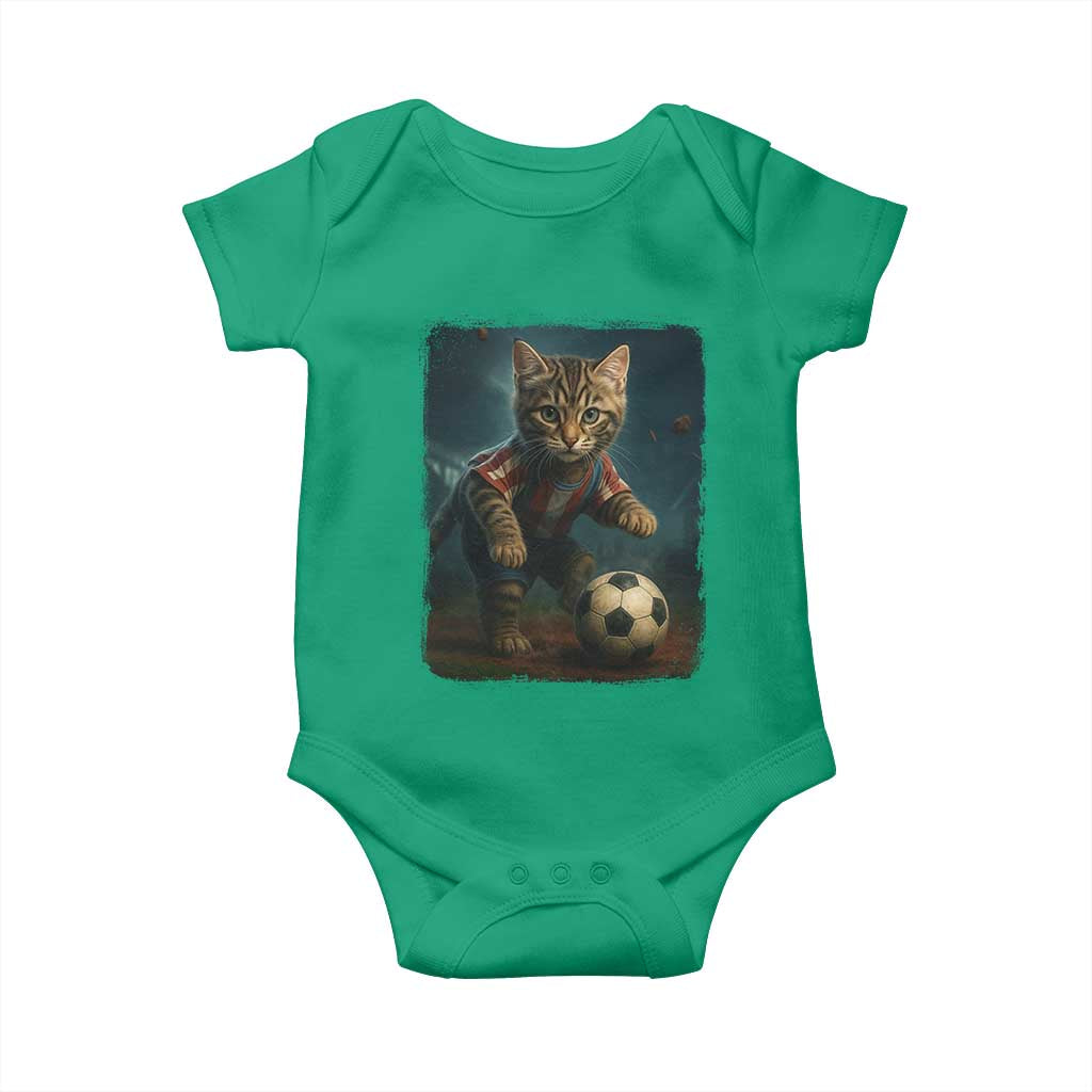 Funny Cat Soccer Ball Baby Onesie Cute Kitty Football Player Lover TS14 Irish Green Print Your Wear