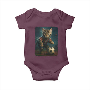 Funny Cat Soccer Ball Baby Onesie Cute Kitty Football Player Lover TS14 Maroon Print Your Wear