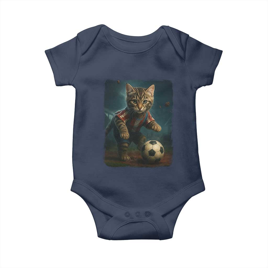 Funny Cat Soccer Ball Baby Onesie Cute Kitty Football Player Lover TS14 Navy Print Your Wear