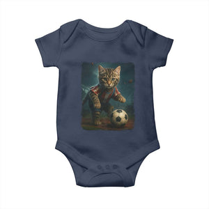 Funny Cat Soccer Ball Baby Onesie Cute Kitty Football Player Lover TS14 Navy Print Your Wear