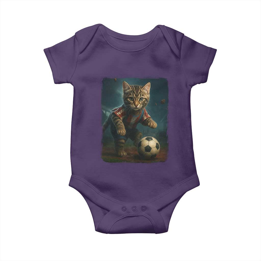 Funny Cat Soccer Ball Baby Onesie Cute Kitty Football Player Lover TS14 Purple Print Your Wear