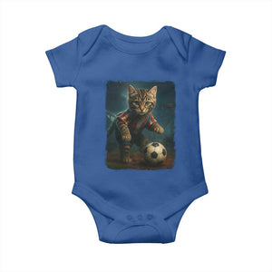 Funny Cat Soccer Ball Baby Onesie Cute Kitty Football Player Lover TS14 Royal Blue Print Your Wear