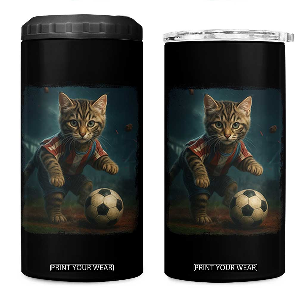 Funny Cat Soccer Ball 4 in 1 Can Cooler Tumbler Cute Kitty Football Player Lover TS14 One Size: 16 oz Black Print Your Wear