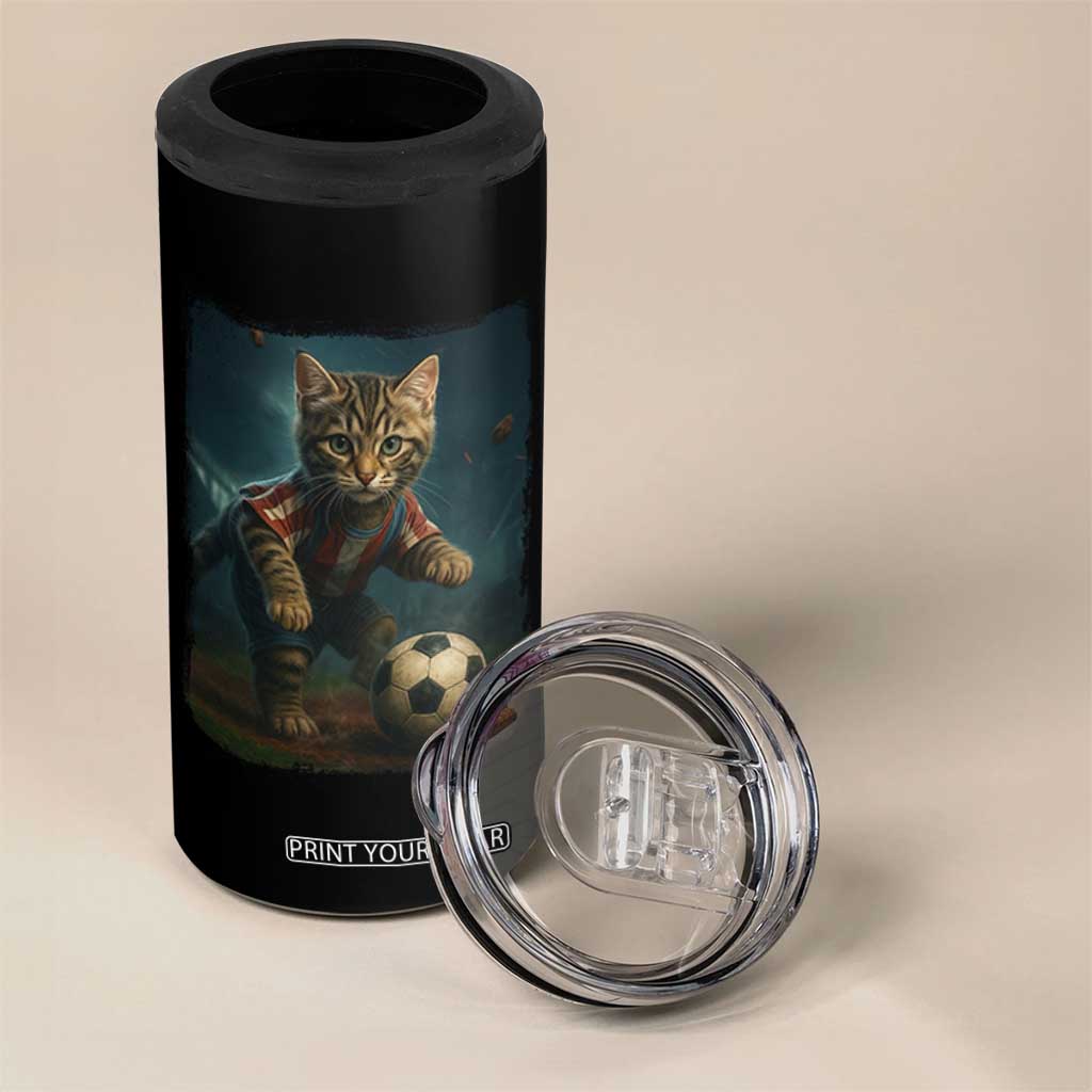 Funny Cat Soccer Ball 4 in 1 Can Cooler Tumbler Cute Kitty Football Player Lover TS14 Print Your Wear