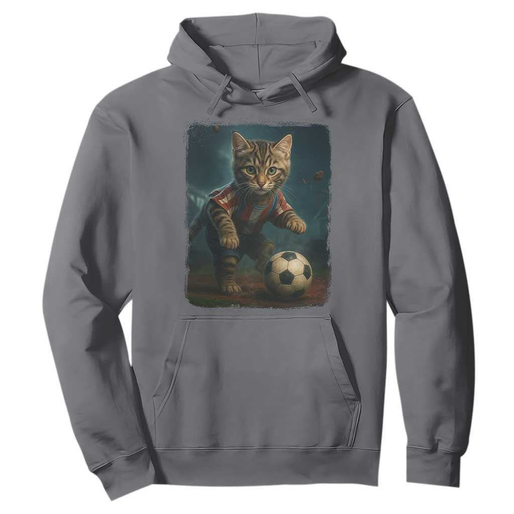Funny Cat Soccer Ball Hoodie Cute Kitty Football Player Lover TS14 Charcoal Print Your Wear