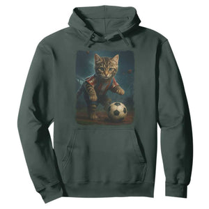 Funny Cat Soccer Ball Hoodie Cute Kitty Football Player Lover TS14 Dark Forest Green Print Your Wear