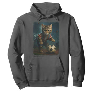 Funny Cat Soccer Ball Hoodie Cute Kitty Football Player Lover TS14 Dark Heather Print Your Wear