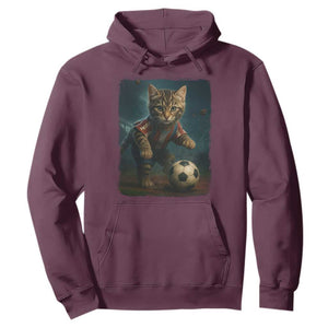 Funny Cat Soccer Ball Hoodie Cute Kitty Football Player Lover TS14 Maroon Print Your Wear
