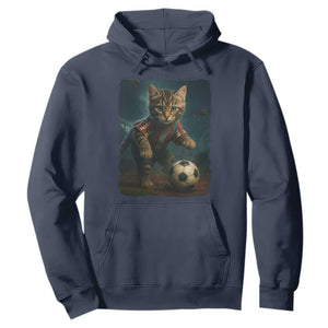 Funny Cat Soccer Ball Hoodie Cute Kitty Football Player Lover TS14 Navy Print Your Wear