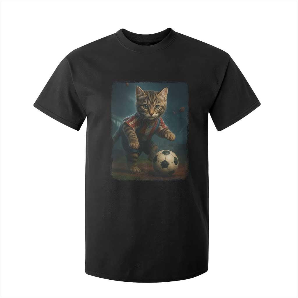 Funny Cat Soccer Ball T Shirt For Kid Cute Kitty Football Player Lover TS14 Black Print Your Wear
