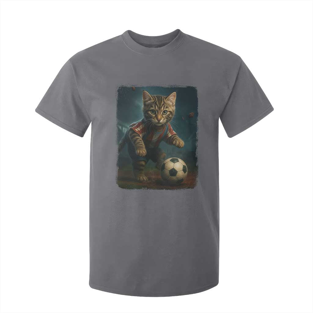 Funny Cat Soccer Ball T Shirt For Kid Cute Kitty Football Player Lover TS14 Charcoal Print Your Wear