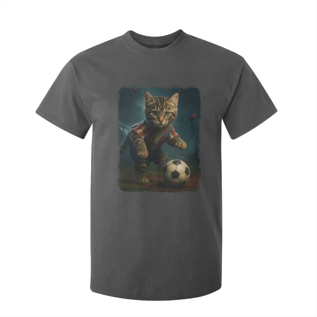 Funny Cat Soccer Ball T Shirt For Kid Cute Kitty Football Player Lover TS14 Dark Heather Print Your Wear