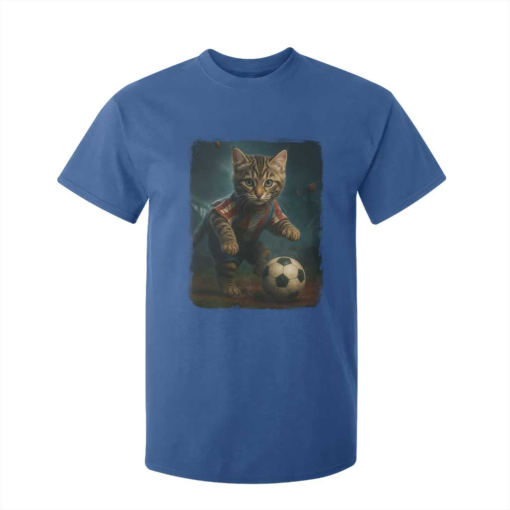 Funny Cat Soccer Ball T Shirt For Kid Cute Kitty Football Player Lover TS14 Royal Blue Print Your Wear
