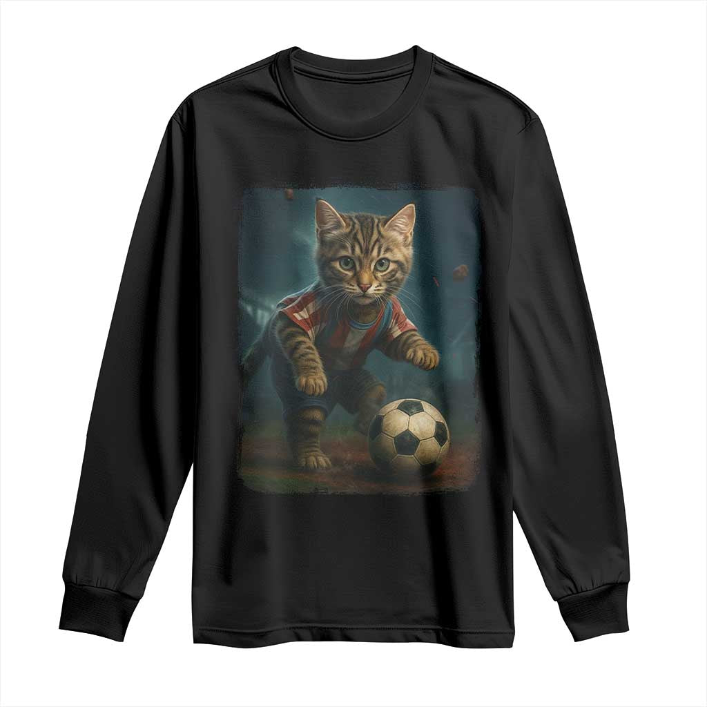 Funny Cat Soccer Ball Long Sleeve Shirt Cute Kitty Football Player Lover TS14 Black Print Your Wear
