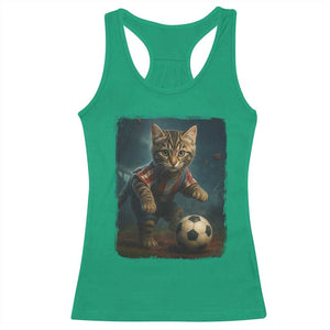 Funny Cat Soccer Ball Racerback Tank Top Cute Kitty Football Player Lover TS14 Irish Green Print Your Wear