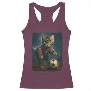 Funny Cat Soccer Ball Racerback Tank Top Cute Kitty Football Player Lover TS14 Maroon Print Your Wear