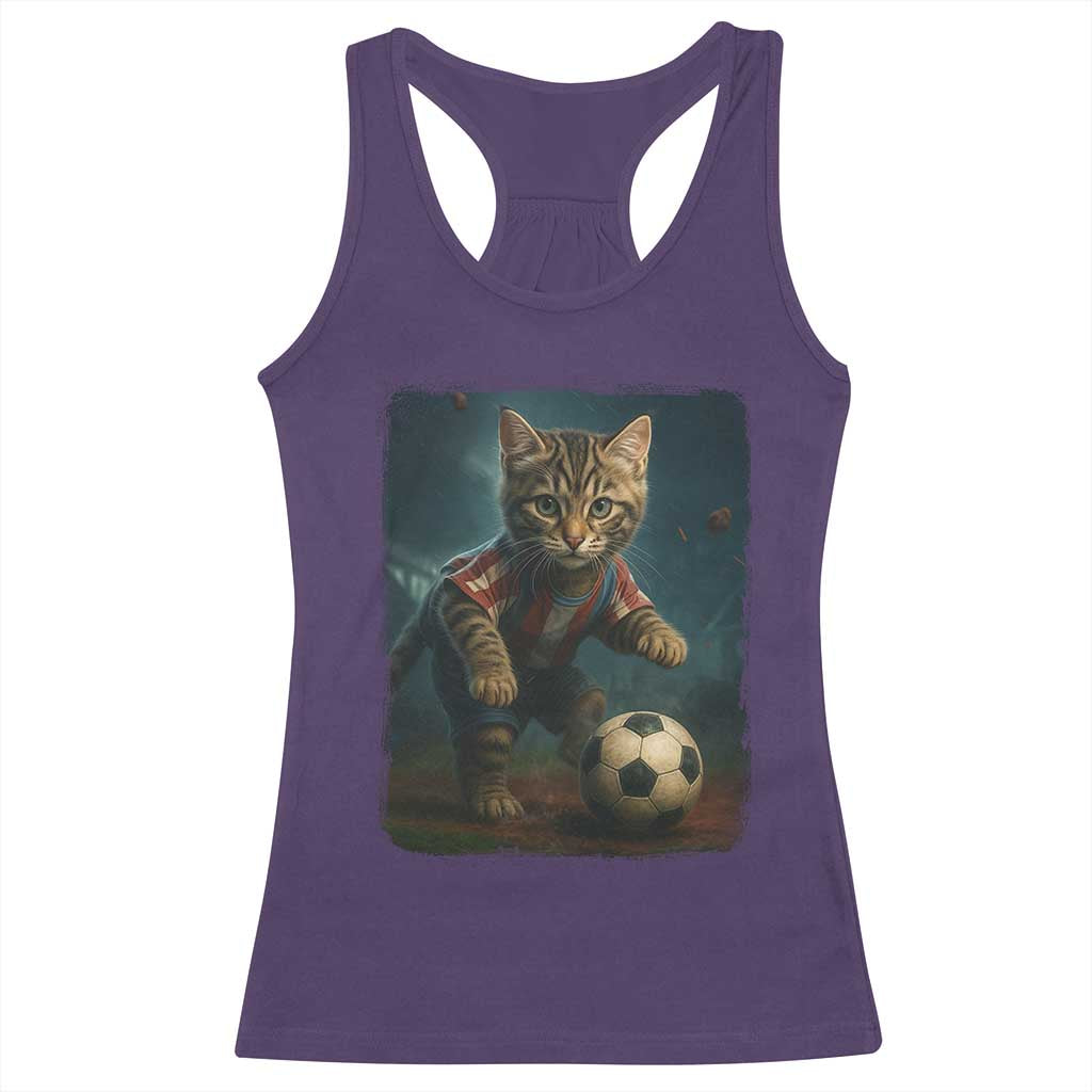 Funny Cat Soccer Ball Racerback Tank Top Cute Kitty Football Player Lover TS14 Purple Print Your Wear