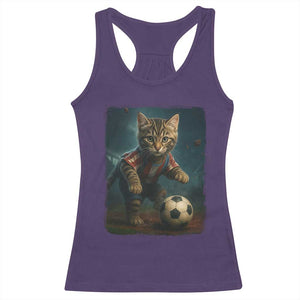 Funny Cat Soccer Ball Racerback Tank Top Cute Kitty Football Player Lover TS14 Purple Print Your Wear