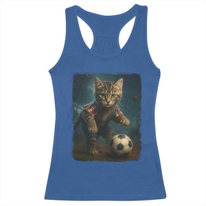 Funny Cat Soccer Ball Racerback Tank Top Cute Kitty Football Player Lover TS14 Royal Blue Print Your Wear