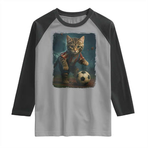 Funny Cat Soccer Ball Raglan Shirt Cute Kitty Football Player Lover TS14 Sport Gray Black Print Your Wear