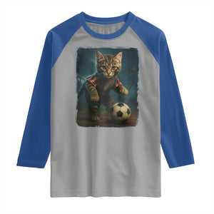 Funny Cat Soccer Ball Raglan Shirt Cute Kitty Football Player Lover TS14 Sport Gray Royal Print Your Wear