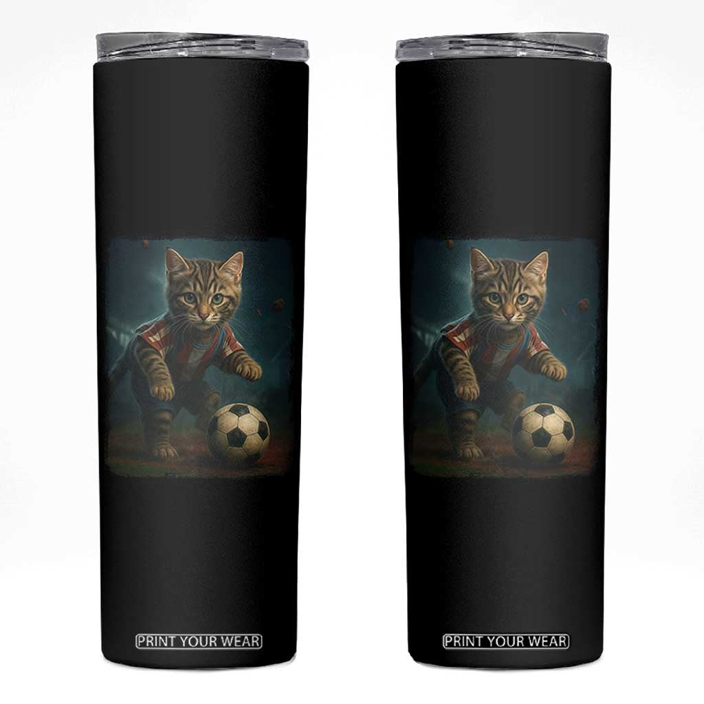 Funny Cat Soccer Ball Skinny Tumbler Cute Kitty Football Player Lover TS14 Black Print Your Wear