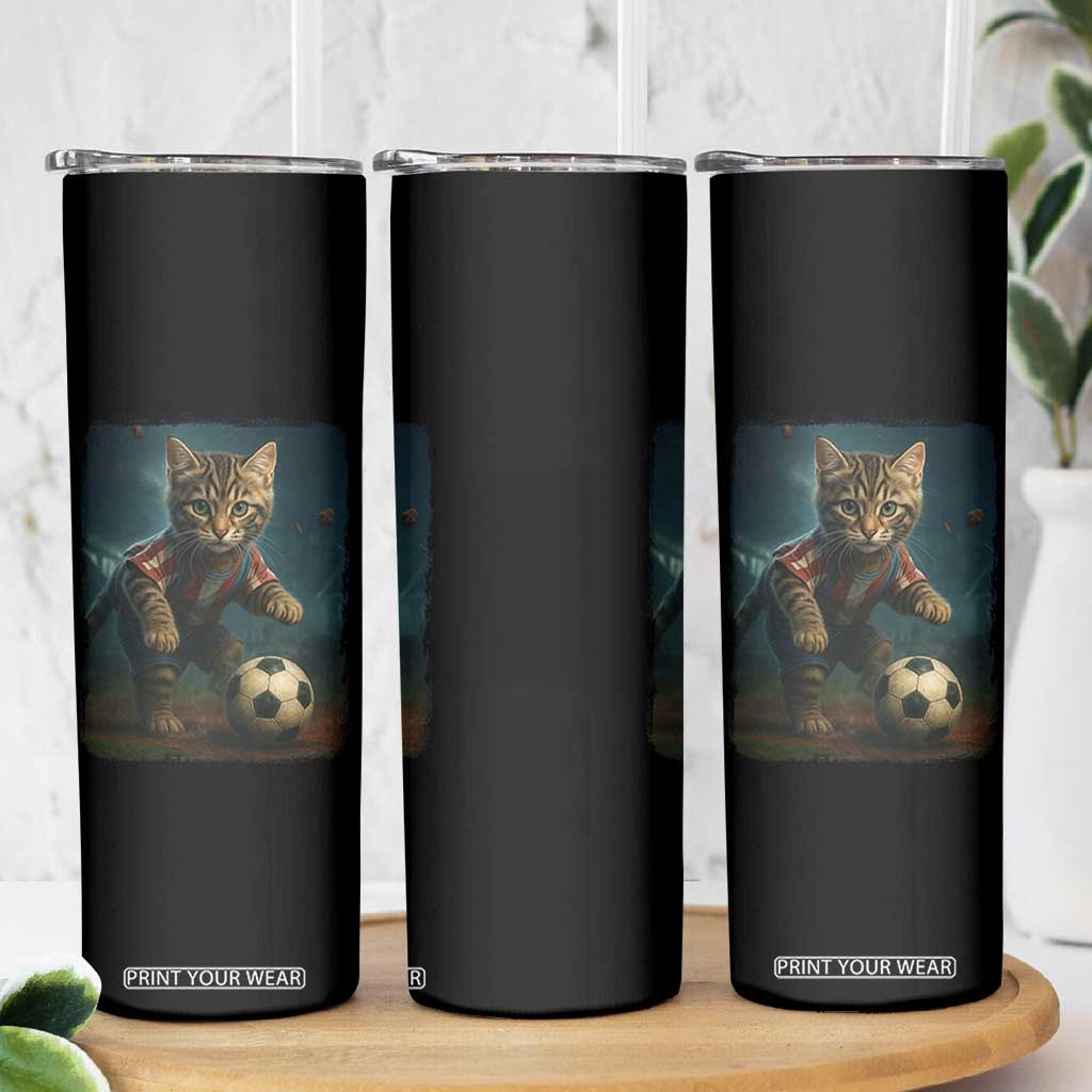 Funny Cat Soccer Ball Skinny Tumbler Cute Kitty Football Player Lover TS14 Print Your Wear