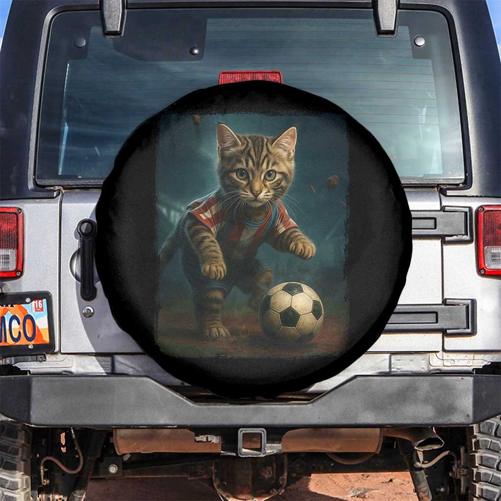Funny Cat Soccer Ball Spare Tire Cover Cute Kitty Football Player Lover TS14 No hole Black Print Your Wear