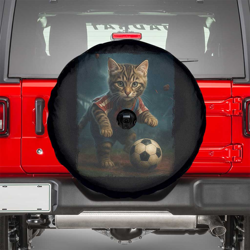 Funny Cat Soccer Ball Spare Tire Cover Cute Kitty Football Player Lover TS14 Black Print Your Wear