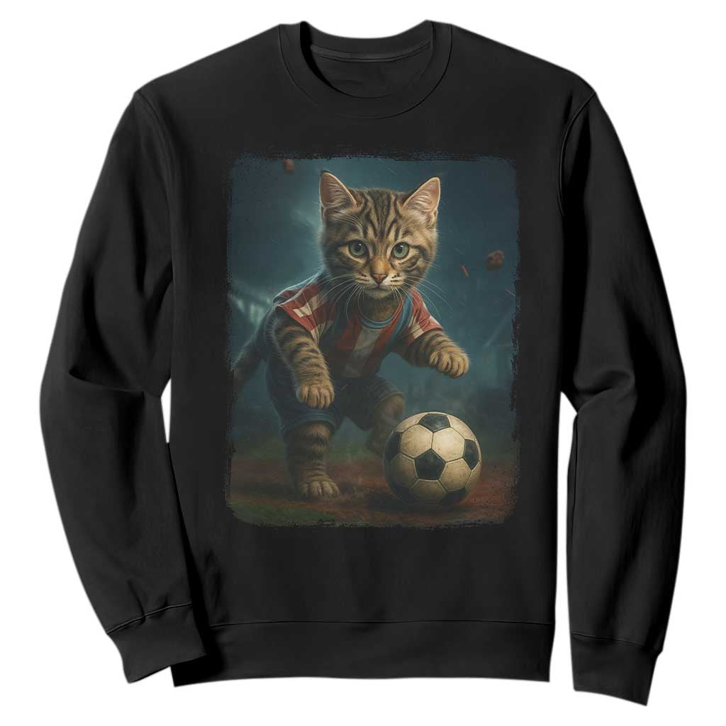 Funny Cat Soccer Ball Sweatshirt Cute Kitty Football Player Lover TS14 Black Print Your Wear