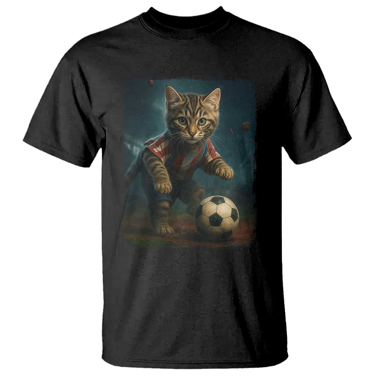 Funny Cat Soccer Ball T Shirt Cute Kitty Football Player Lover TS14 Black Print Your Wear