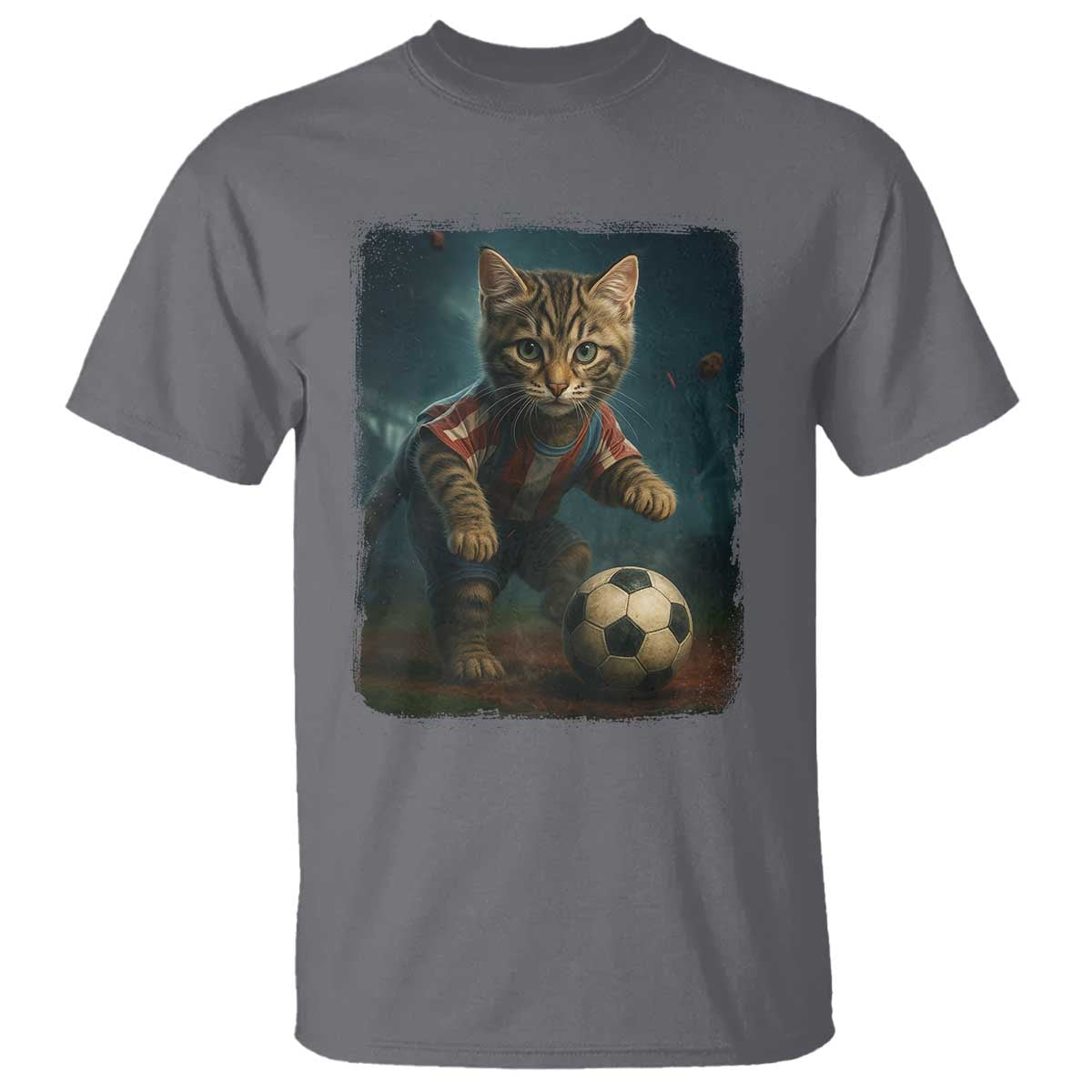 Funny Cat Soccer Ball T Shirt Cute Kitty Football Player Lover TS14 Charcoal Print Your Wear