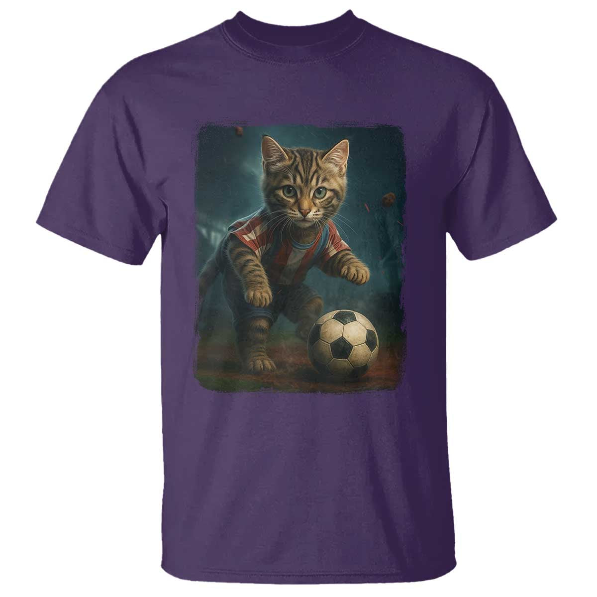 Funny Cat Soccer Ball T Shirt Cute Kitty Football Player Lover TS14 Purple Print Your Wear