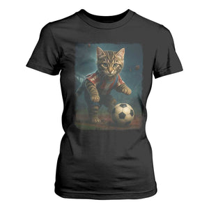Funny Cat Soccer Ball T Shirt For Women Cute Kitty Football Player Lover TS14 Black Print Your Wear