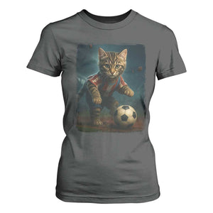 Funny Cat Soccer Ball T Shirt For Women Cute Kitty Football Player Lover TS14 Dark Heather Print Your Wear