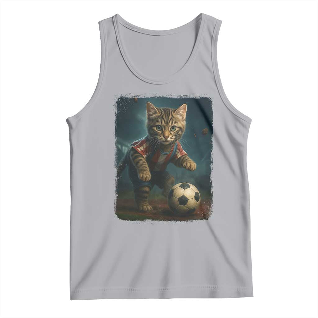 Funny Cat Soccer Ball Tank Top Cute Kitty Football Player Lover TS14 Athletic Heather Print Your Wear