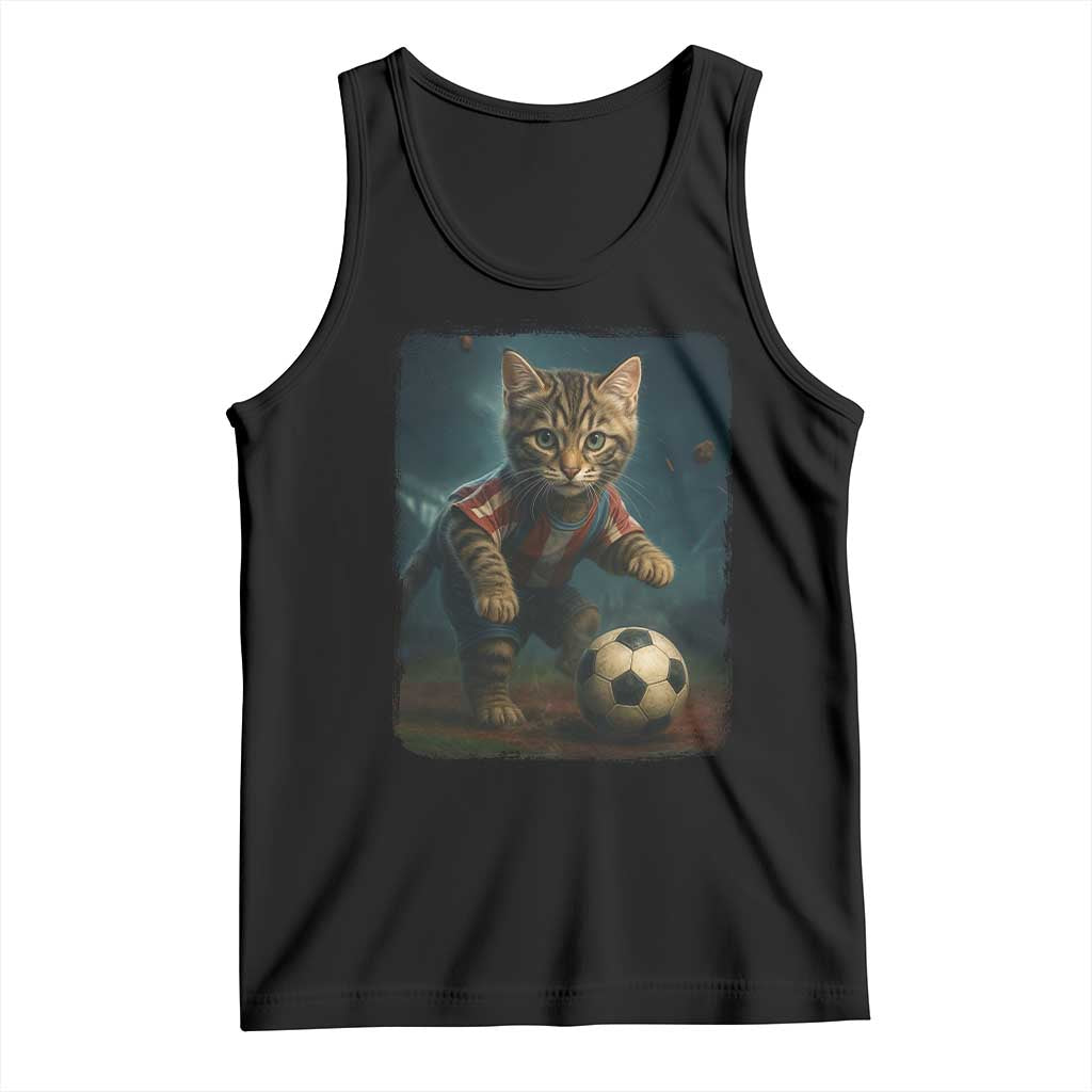 Funny Cat Soccer Ball Tank Top Cute Kitty Football Player Lover TS14 Black Print Your Wear