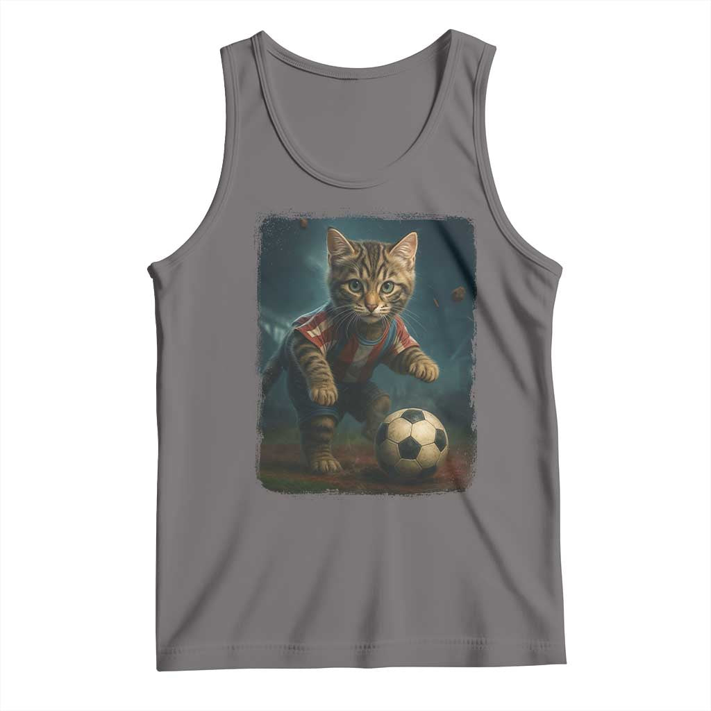 Funny Cat Soccer Ball Tank Top Cute Kitty Football Player Lover TS14 Deep Heather Print Your Wear