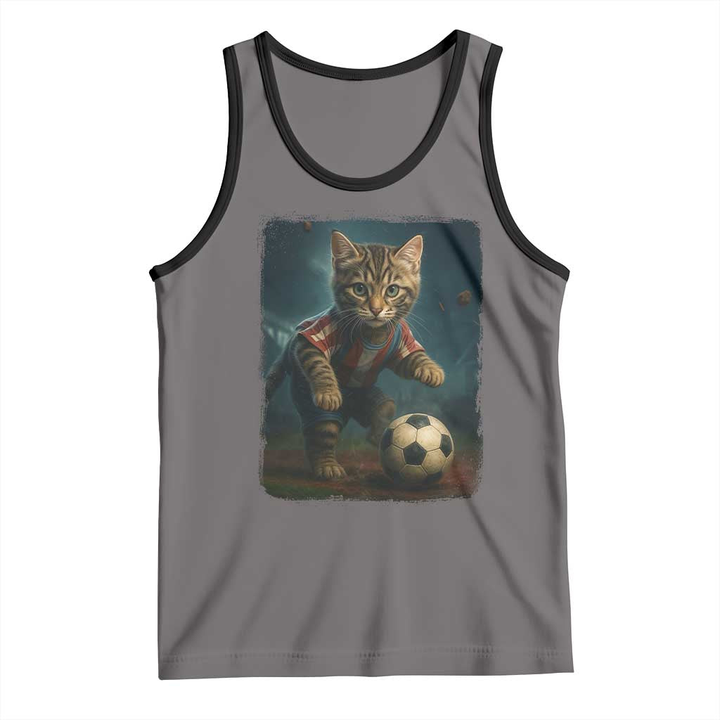 Funny Cat Soccer Ball Tank Top Cute Kitty Football Player Lover TS14 Deep Heather Black Print Your Wear
