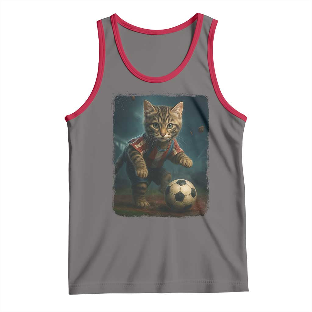 Funny Cat Soccer Ball Tank Top Cute Kitty Football Player Lover TS14 Deep Heather Red Print Your Wear
